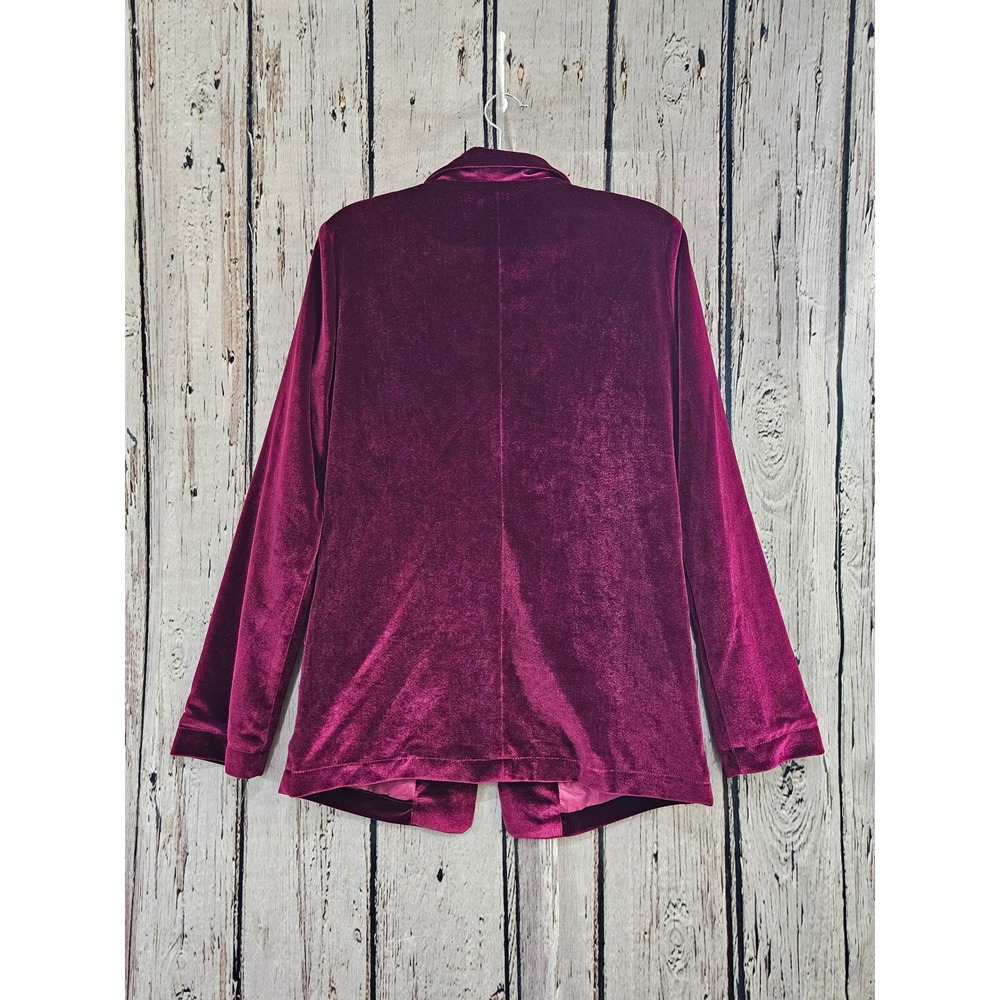 Velvet Blazer Jacket - Wine Pink - Picture 3 of 6